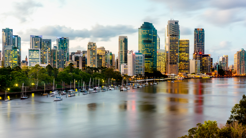 A view of the Brisbane River against the city skyline